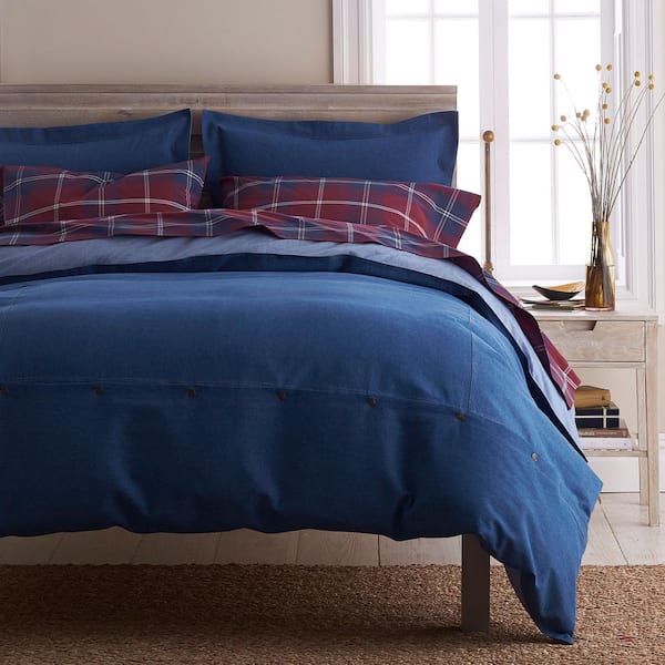 The Company Store Denim Solid Cotton King Duvet Cover in Denim/Chambray