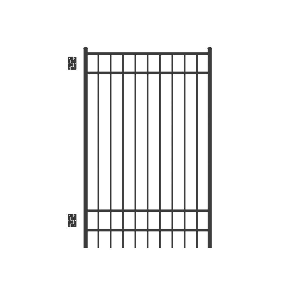 Barrette Outdoor Living Natural Reflections 4 ft. W x 6 ft. H Black Standard-Duty Aluminum Straight Pre-Assembled Fence Gate