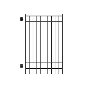 Natural Reflections 4 ft. W x 6 ft. H Black Standard-Duty Aluminum Straight Pre-Assembled Fence Gate