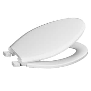 Elongated Closed Front Toilet Seat with Safety Close + Lift and Clean in White