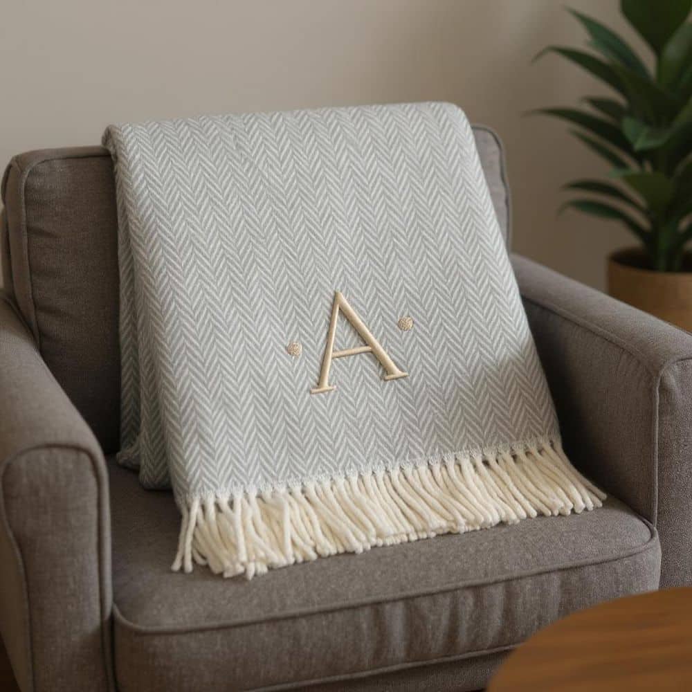 Gray, White Herringbone Cotton Blend Throw Blanket price history on PriceWatchPro