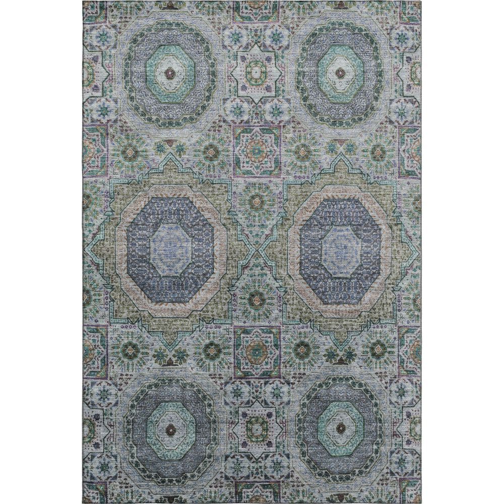 Mayfield Premium Machine Washable Abstract AMF1923 Green 5 ft. x 7 ft. 6 in. Area Rug price history on PriceWatchPro