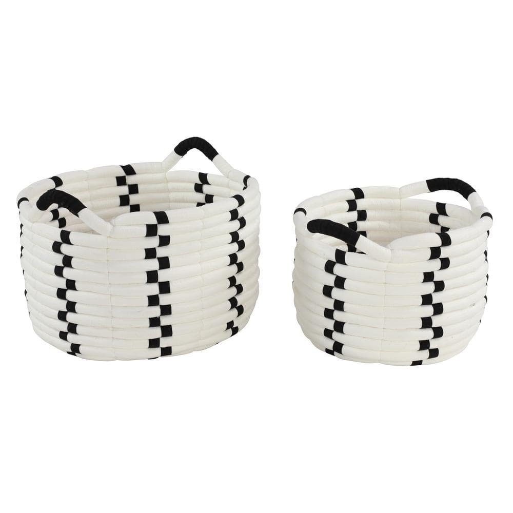 Large Round Black and White Checkered Cotton Rope Baskets (Set of 2) price history on PriceWatchPro