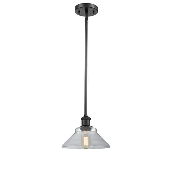 Orwell 100-Watt 1-Light Matte Black Shaded Mini Pendant Light with Clear Glass Shade