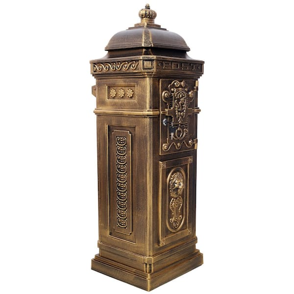 Outdoor Aluminium Rainproof Postbox Statue Garden Floor Safety Mailbox Color Copper