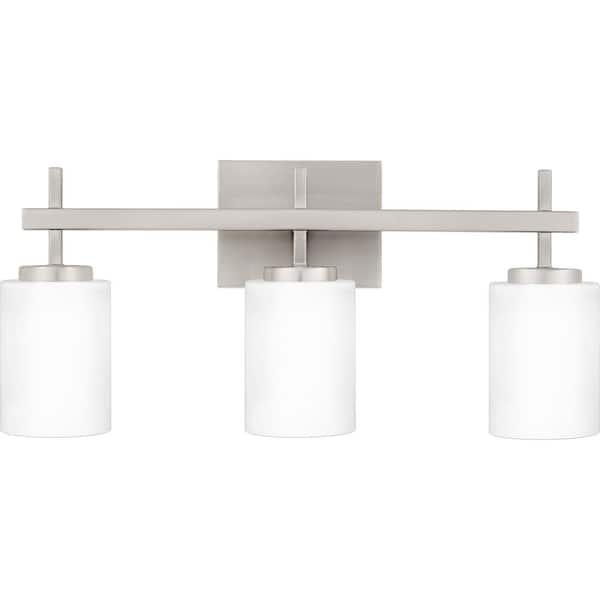ASHLEY HARBOUR COLLECTION Fare 22 in. 3-Light Brushed Nickel Integrated LED Vanity Light