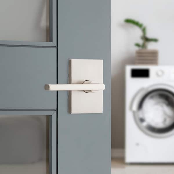 Halifax Rectangle Rose Satin Nickel Passage Hall/Closet Door Handle with Microban