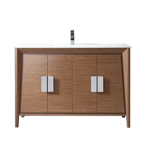 Larvotto 48 in. W x 18. in D. x 34 in. H Bathroom Vanity in Wheat Color with White Ceramic Top