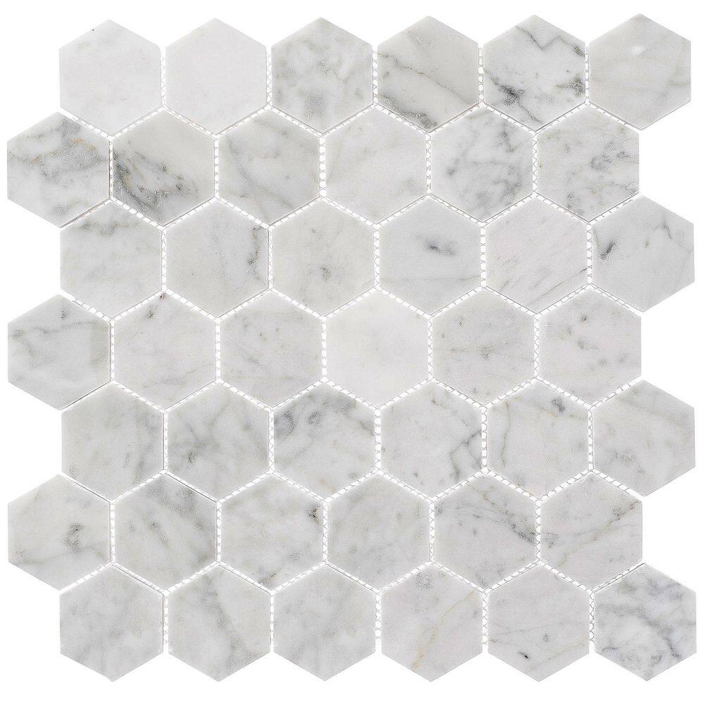 Duv Gray Matte 2" Hexagon Marble Mosaic Tile