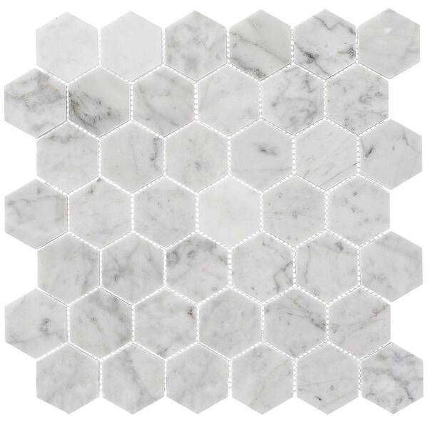 ANDOVA Channing Duv Hex Matte Gray 4.5 in. x 8.25 in. Geometric Natural Stone Mosaic Wall Tile Sample