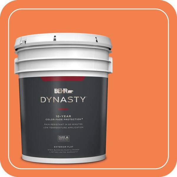 BEHR DYNASTY 5 gal. #220B-6 Harvest Pumpkin Flat Exterior Stain-Blocking Paint & Primer