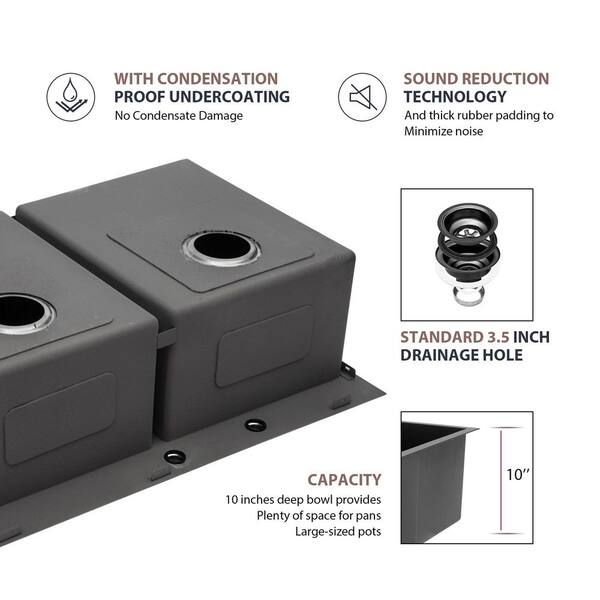 Sarlai 33 in. Drop-in/Topmount 50/50 Double Bowl 16-Gauge