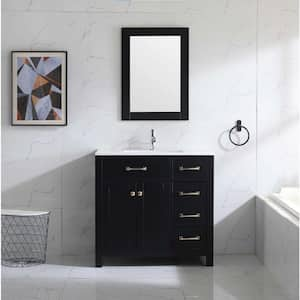 36 in. W x 18 in. D x 35 in. H Freestanding Bath Vanity Cabinet without Top, Bathroom Cabinet without Sink in Black