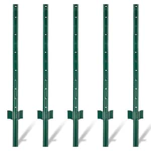 3 ft. Light Duty Metal Fence Posts, Steel Fence U-Post for Wire Fence Corner Anchor Poultry Farm (5-Pack)