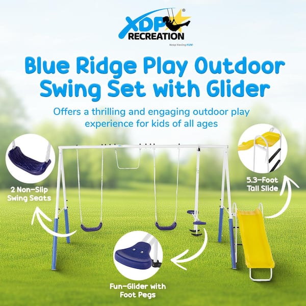 XDP Recreation Blue Ridge Play Outdoor Backyard Playset Kids Swing