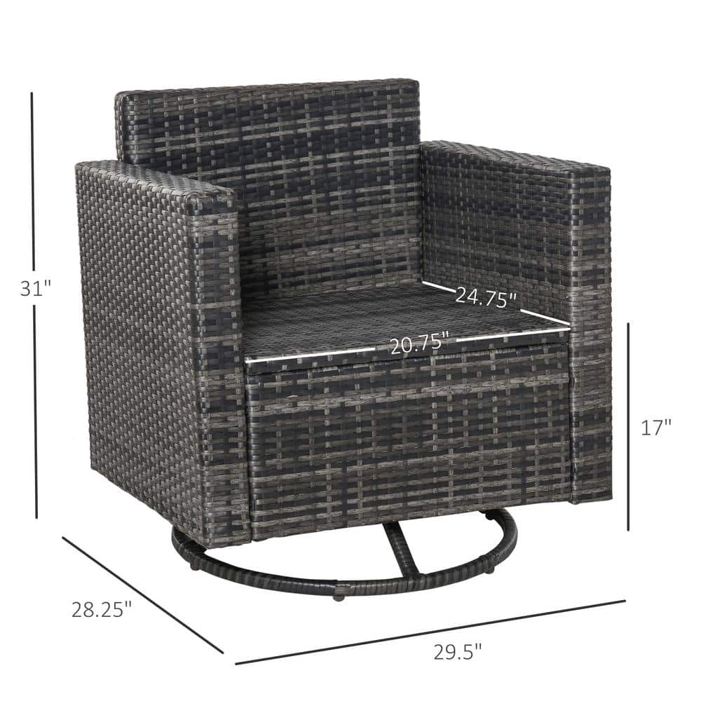 Beige Wicker and Steel Outdoor Dining Chair with Cushions