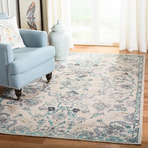 Classic Vintage Gray/Turquoise 8 ft. x 10 ft. Antique Floral Area Rug