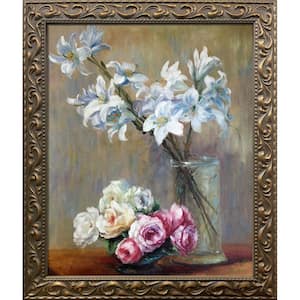 Roses and Lilies Henri Fantin-Latour Elegant Gold Framed Abstract Oil Painting Art Print 25.5 in. x 29.5 in.