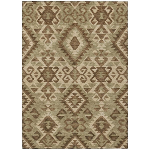 Chantille Machine Washable Indoor/Outdoor Abstract ACN2959 Mocha 5 ft. x 7 ft. 6 in. Area Rug
