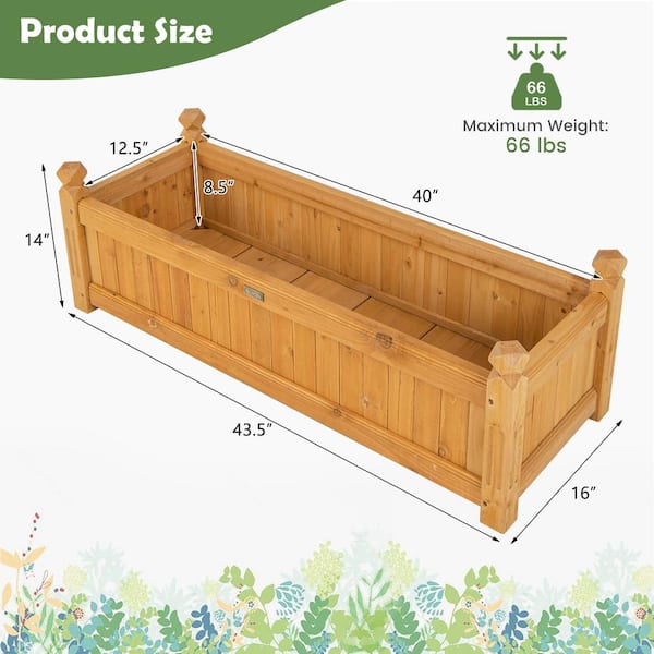Gymax Raised Garden Bed Wood Elevated Planter Bed w/Lockable Wheels Shelf & Liner