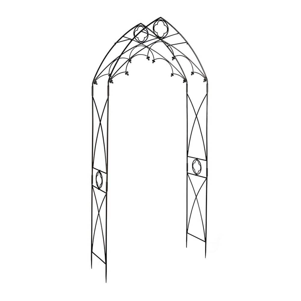 Classic Gothic Style Quatrefoil Garden Arbor, 112.5 Inch Tall, Graphite Powder Coated Finish price history on PriceWatchPro