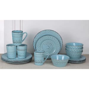 16-Piece Casual Blue Stoneware Dinnerware Set (Service for 4)