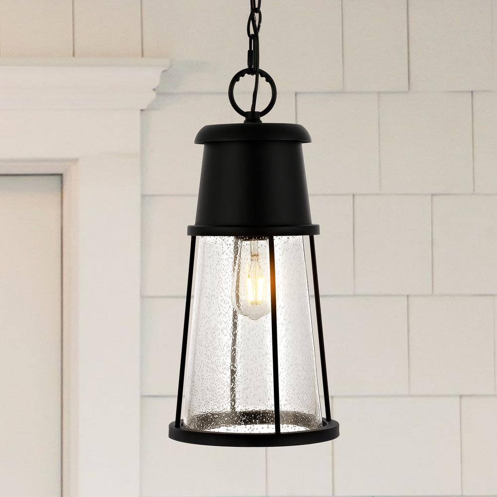 Laela 94" Black Glass LED Indoor/Outdoor Pendant Light