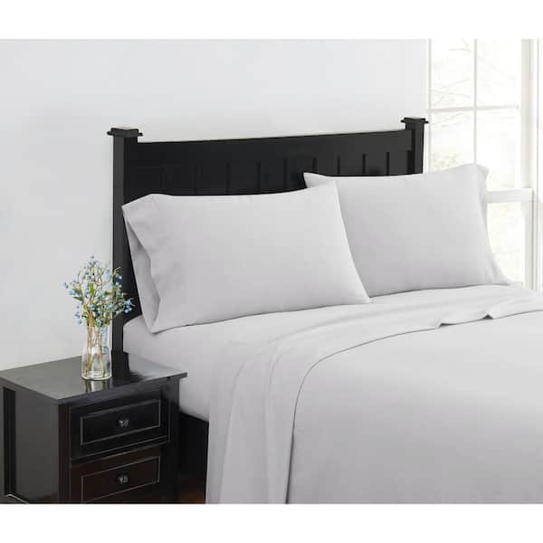 London Fog 4-Piece Grey Solid Cotton Flannel Full Sheet Set