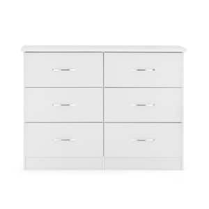Nevada 6-Drawer White Dresser 35 in. H x 47.5 in. W x 18 in. D