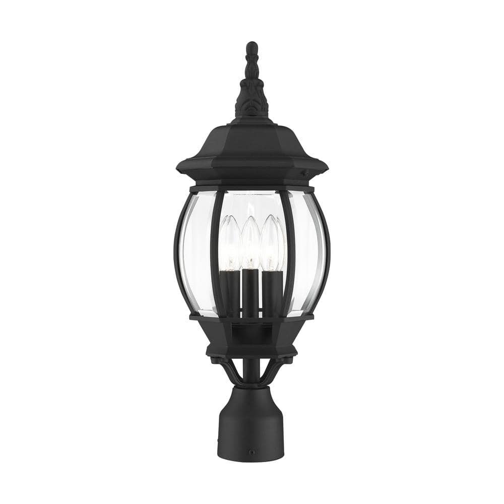 Frontenac 3 Light Textured Black Outdoor Post Top Lantern