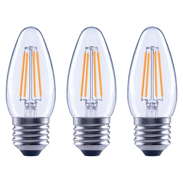 EcoSmart 40-Watt Equivalent B11 Dimmable Clear Filament Vintage Style LED Light Bulb Soft White (3-Pack)