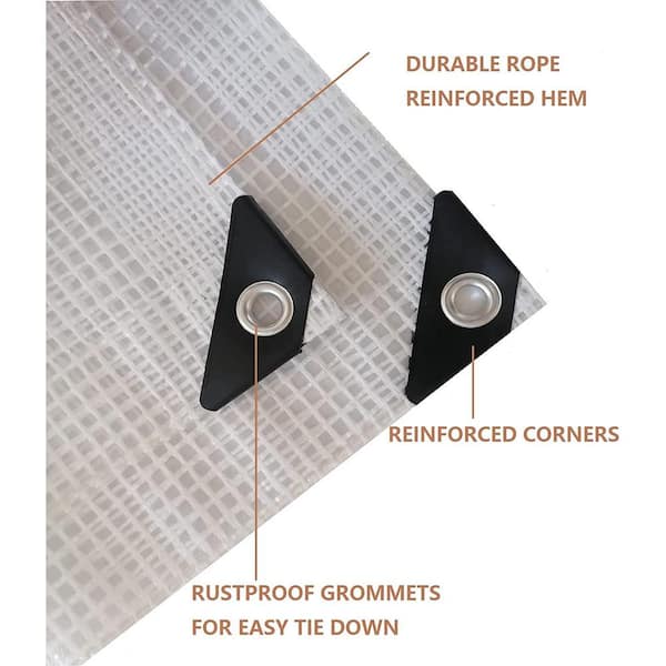 Agfabric 6 ft. x 8 ft. Clear White Mesh Tarp Heavy Duty