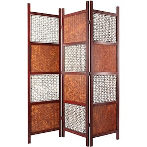 6 ft. Multi Color 3-Panel Bamboo Leaf Room Divider