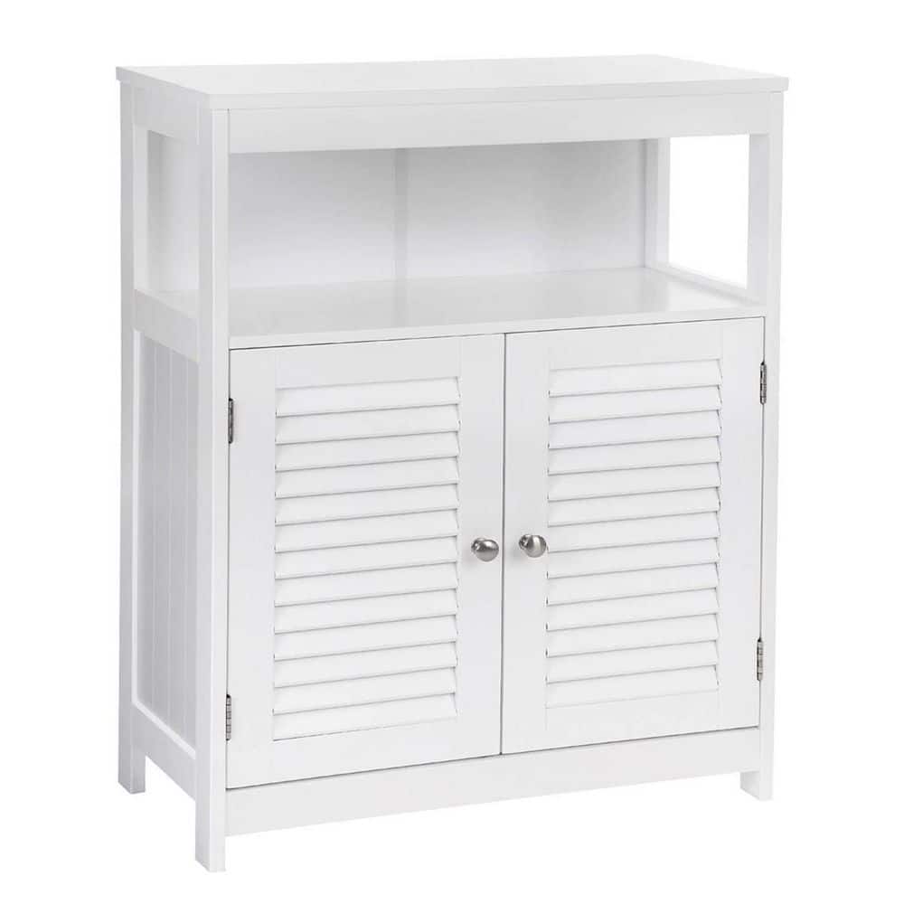 White MDF Living Room Cabinet with Adjustable Shelving