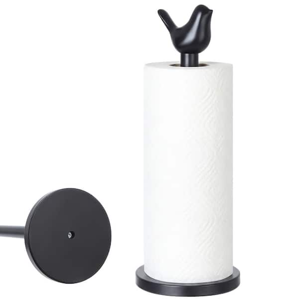 Bird Finial Stainless Steel Paper Towel Holder for Countertop, 15.7 Inch Height, Anti-Slip Base, Black