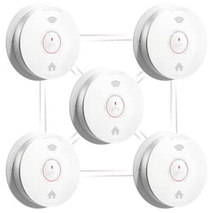 10-Year Battery Powered Wireless Interconnected Smoke and Carbon Monoxide Detector with Voice Alarm(5-Pack)