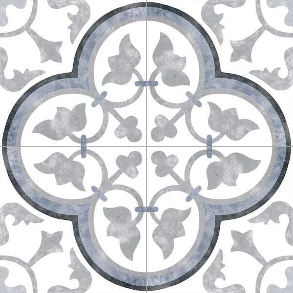Luv Passion Black/White/Blue/Gray 8 in. x 8 in. Smooth Matte Porcelain Floor and Wall Tile Sample
