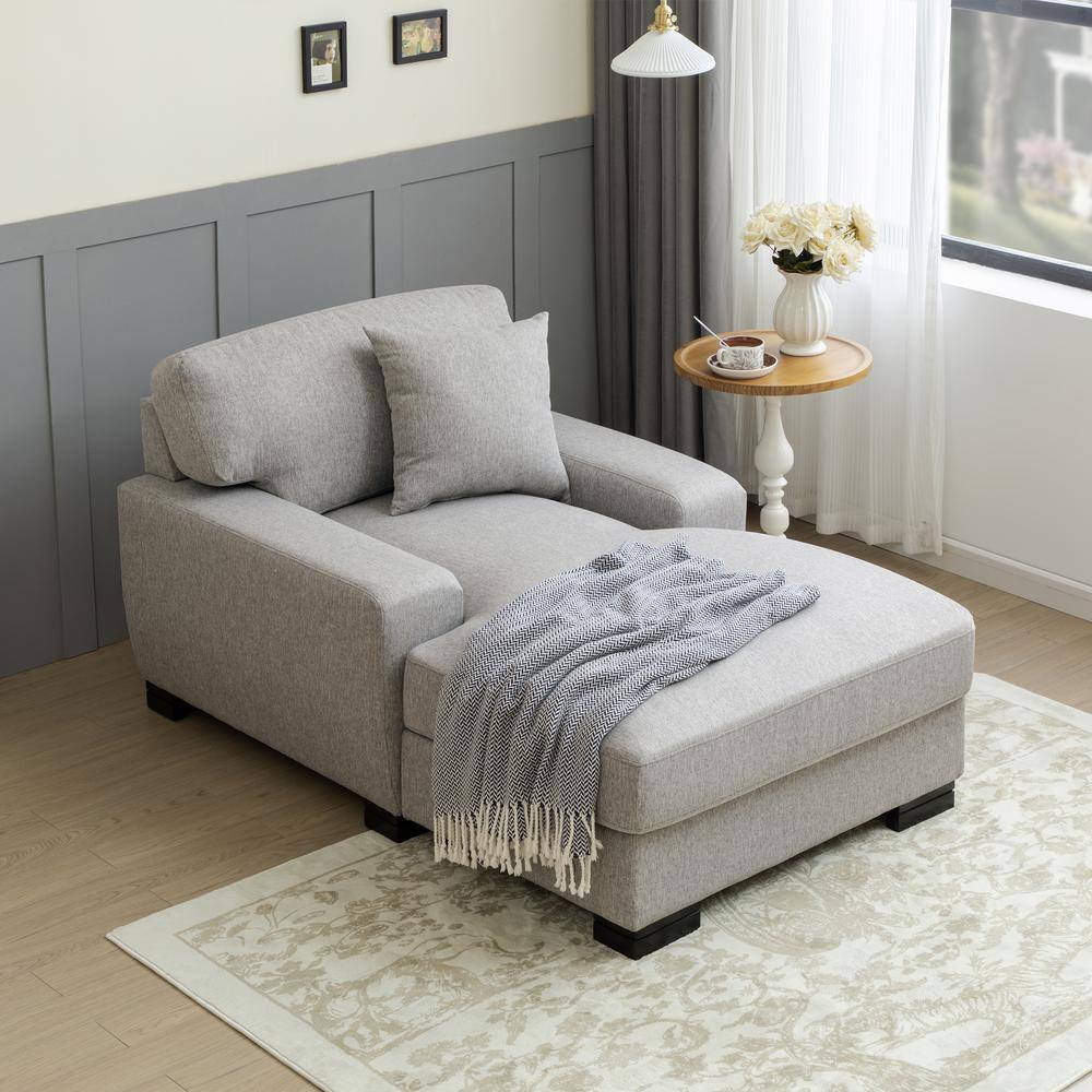 Harper & Bright Designs Gray Velvet Upholstered Square Arm Chaise