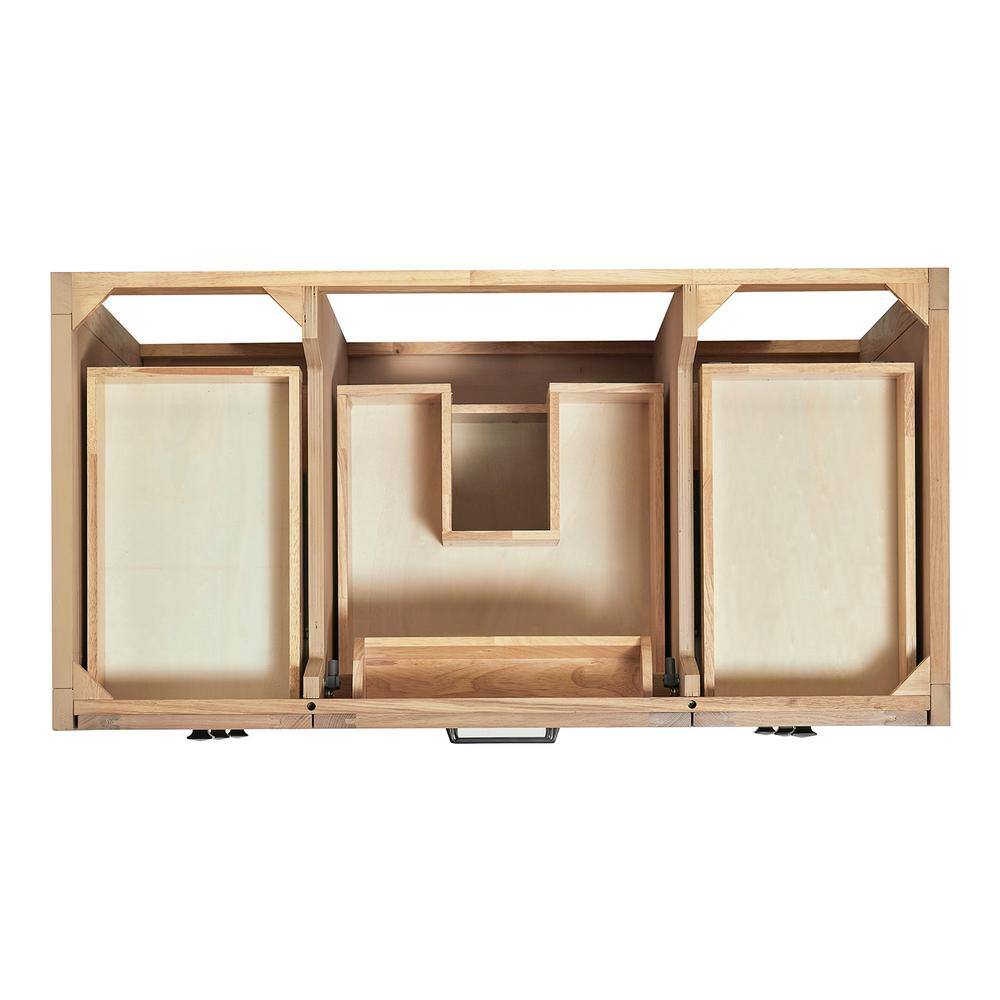 Monroe 42" Light Oak Freestanding Vanity Cabinet with Black Hardware