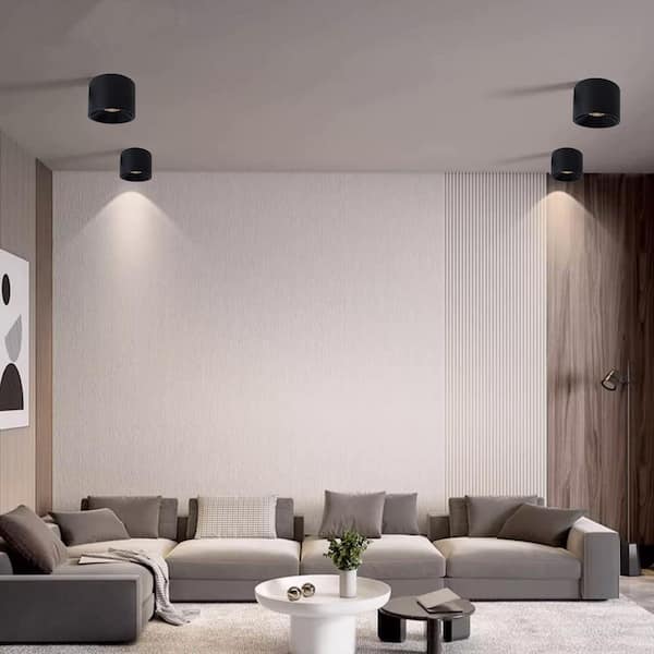 4.72 in. Matte Black Aluminum LED Ceiling Spot Light-Dimmable Modern Flush Mount Fixture for Living Room, Hallway