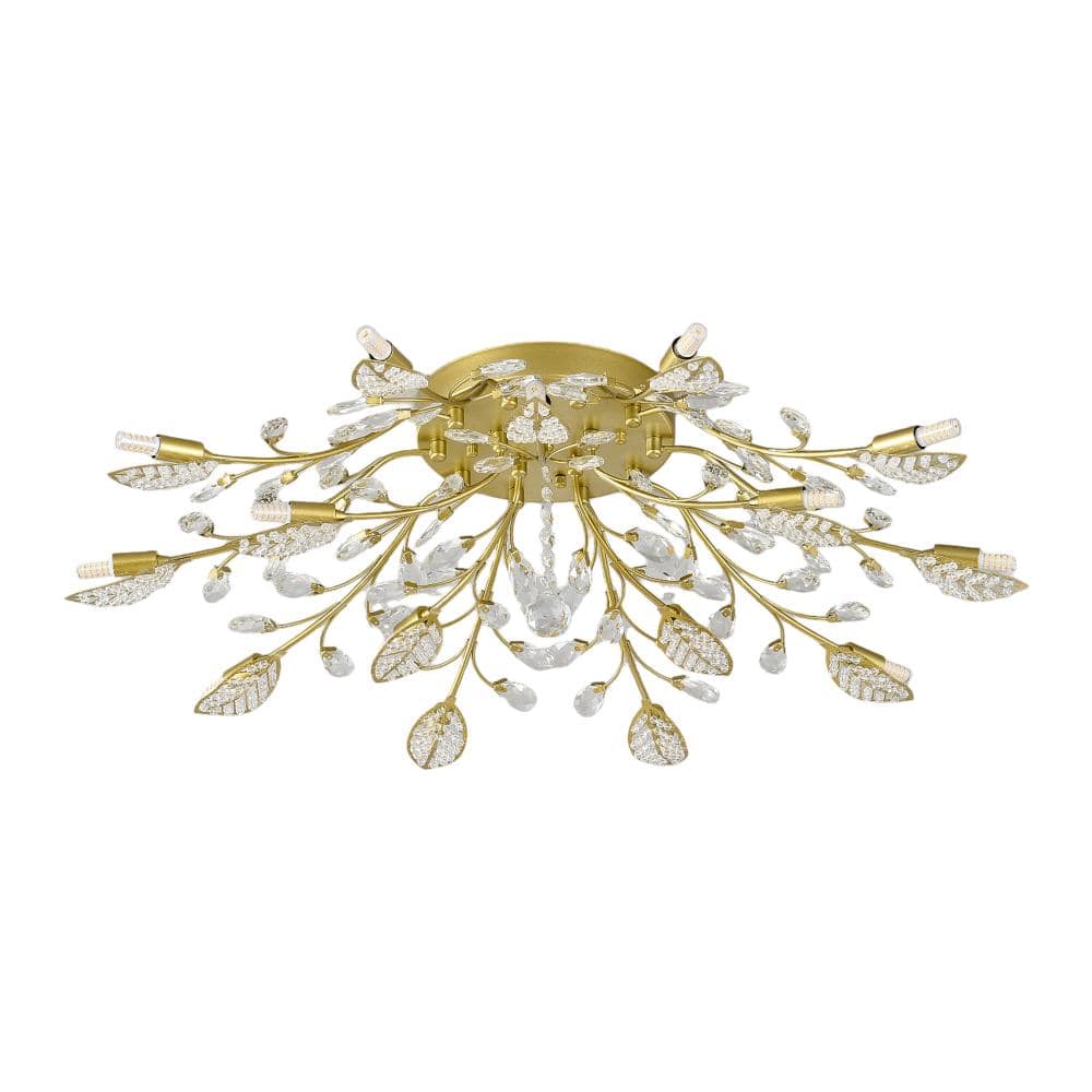 33.9 in. 15-Light Gold Elegant Branch Crystal Chandelier for Living Room, Bedroom and Entryway price history on PriceWatchPro