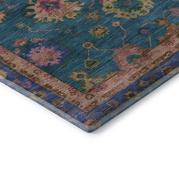 Mayfield Premium Machine Washable Abstract AMF2046 Teal 8 ft. x 10 ft. Area Rug