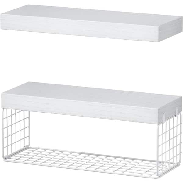 Cubilan 15.7 in. W x 6.7 in. D White Decorative Wall Shelf, Bathroom Shelves Over Toilet, Set of 2