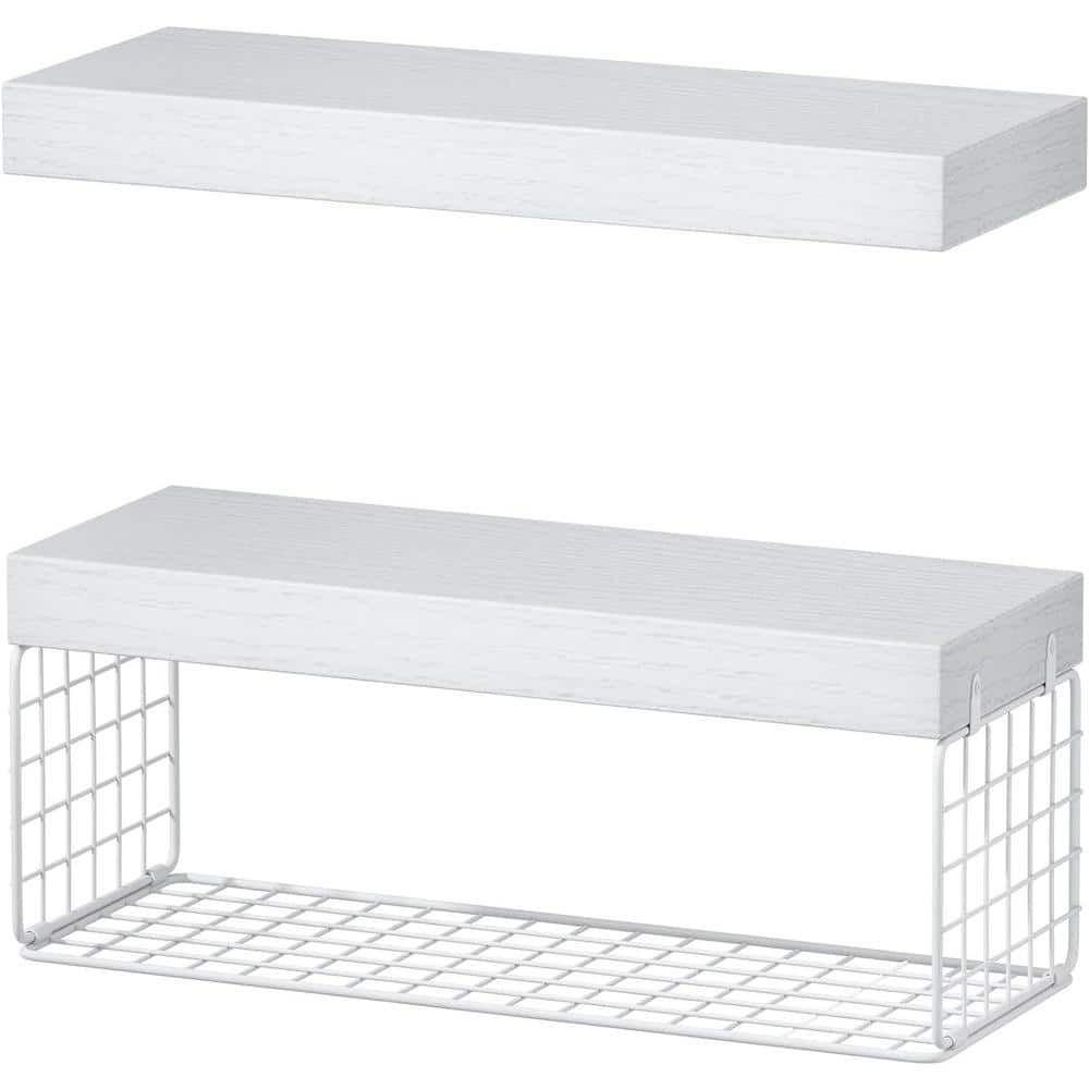 15.7 in. W x 6.7 in. D White Decorative Wall Shelf, Bathroom Shelves Over T