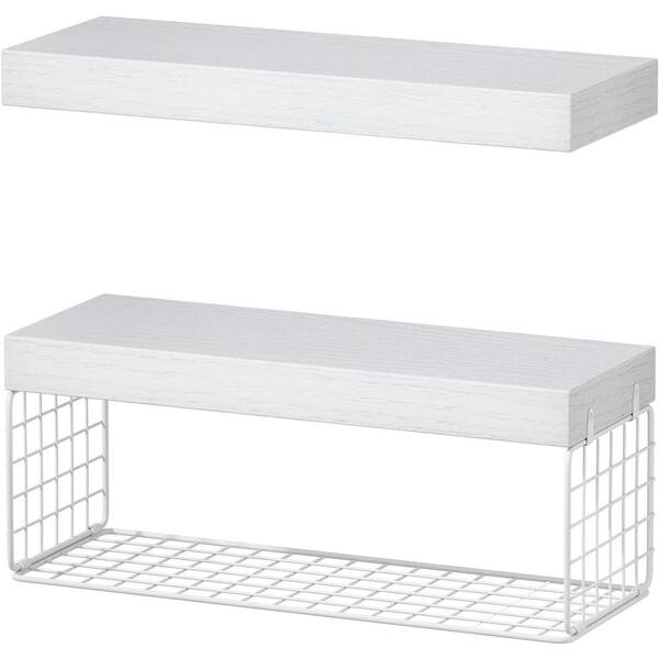 Cubilan 15.7 in. W x 6.7 in. D White Decorative Wall Shelf, Bathroom Shelves Over Toilet, Set of 2