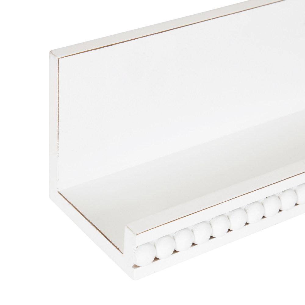 White Beaded Floating Wall Shelf, 36-Inch MDF