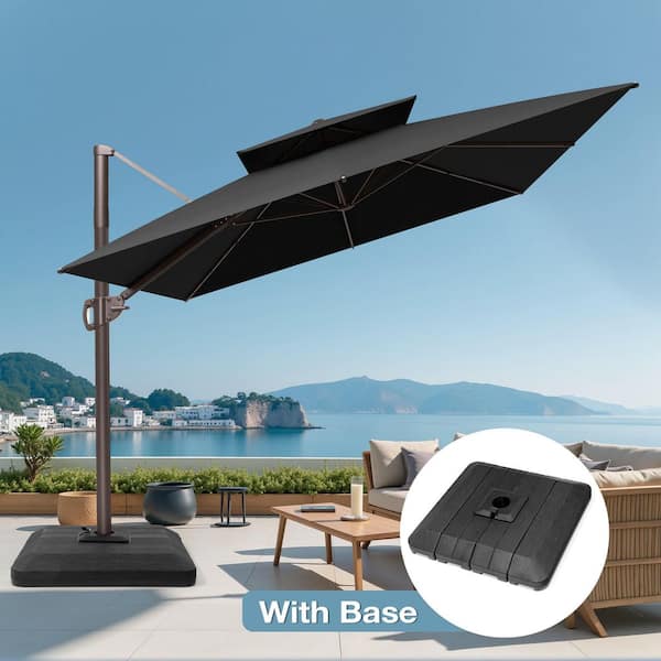 blue and white striped patio umbrella UV Resistant Blue & White Striped 9' Auto Tilt Outdoor Patio Umbrella
