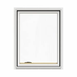 28.75 in. x 36.75 in. W-2500 Series White Painted Clad Wood Left-Handed Casement Window with BetterVue Mesh Screen