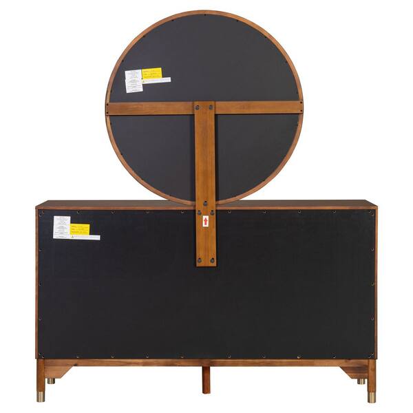 home depot mid century modern dresser Furniture of America Beau Midcentury Walnut Dresser and Mirror Set