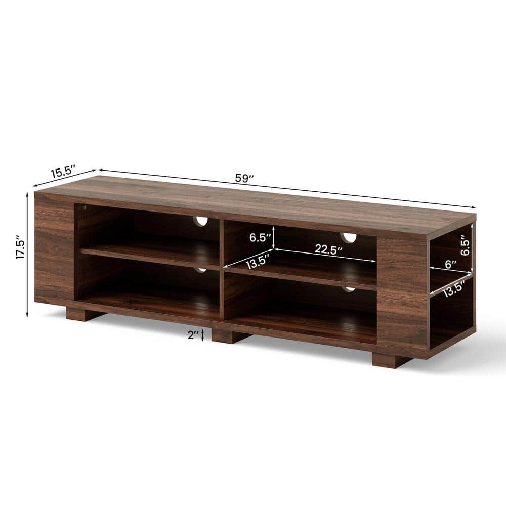 Elegant 59'' Walnut Engineered Wood TV Stand with Ample Storage